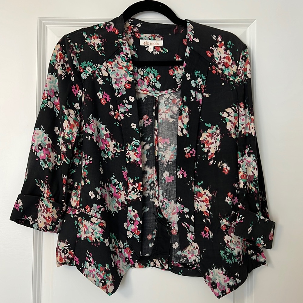 Ella Moss Floral Black Blazer Cardigan